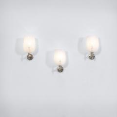  Venini Venini Set of Three Wall Lamps in Murano Glass and Chrome 50s - 2862243