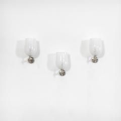  Venini Venini Set of Three Wall Lamps in Murano Glass and Chrome 50s - 2862244