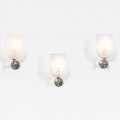  Venini Venini Set of Three Wall Lamps in Murano Glass and Chrome 50s - 2864052