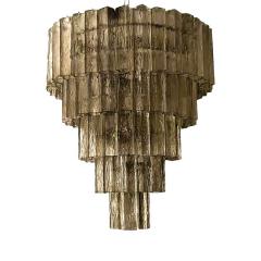  Venini Venini Style Murano Glass Chandelier Contemporary Square Tubes in Dark Fume - 4492944