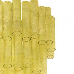  Venini Venini Tiered Chartreuse Cylindrical Form Murano Glass Chandelier 1960s - 3234070