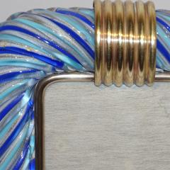  Venini Venini Vintage Italian Gold and Blue Filigrana Crystal Murano Glass Photo Frame - 781512