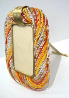  Venini Venini Vintage Red Orange Yellow White Crystal Murano Glass Photo Frame - 1100623