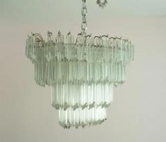  Venini Vintage Camer Glass or Venini Tiered Oval Murano Glass Steel Chandelier 1970s - 3910175