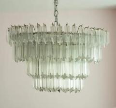  Venini Vintage Camer Glass or Venini Tiered Oval Murano Glass Steel Chandelier 1970s - 3910176