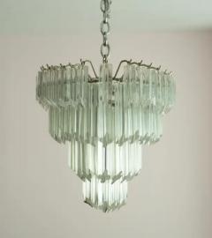  Venini Vintage Camer Glass or Venini Tiered Oval Murano Glass Steel Chandelier 1970s - 3910178