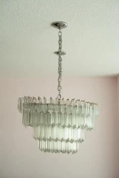  Venini Vintage Camer Glass or Venini Tiered Oval Murano Glass Steel Chandelier 1970s - 3910180