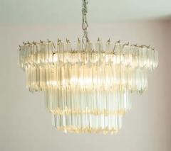  Venini Vintage Camer Glass or Venini Tiered Oval Murano Glass Steel Chandelier 1970s - 3910202