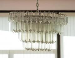  Venini Vintage Camer Glass or Venini Tiered Oval Murano Glass Steel Chandelier 1970s - 3910208