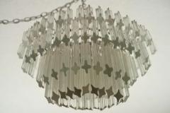  Venini Vintage Camer Glass or Venini Tiered Oval Murano Glass Steel Chandelier 1970s - 3910214