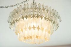  Venini Vintage Camer Glass or Venini Tiered Oval Murano Glass Steel Chandelier 1970s - 3910240