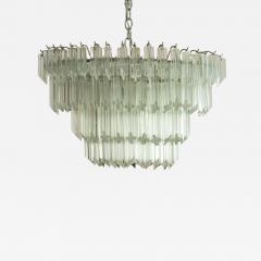  Venini Vintage Camer Glass or Venini Tiered Oval Murano Glass Steel Chandelier 1970s - 3912184