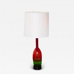  Venini Vintage Venini Green and Red Murano Glass Table Lamp - 3845691