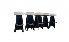  Verano Verano Space Age 5 Black Folded Lucite Acrylic Swivel Bar Stools 1970s Originals - 2555944