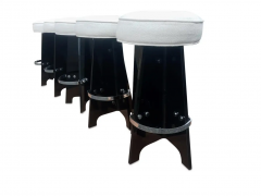  Verano Verano Space Age 5 Black Folded Lucite Acrylic Swivel Bar Stools 1970s Originals - 2555946