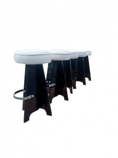  Verano Verano Space Age 5 Black Folded Lucite Acrylic Swivel Bar Stools 1970s Originals - 2555951