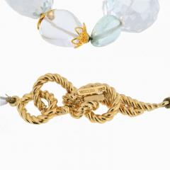  Verdura VERDURA 18K YELLOW GOLD AQUAMARINE AND ROCK CRYSTAL CHECKERBOARD FINISH NECKLACE - 3135831