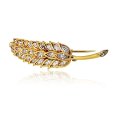  Verdura Verdura 18K Yellow Gold Petite Diamond Leaf Brooch - 3927331