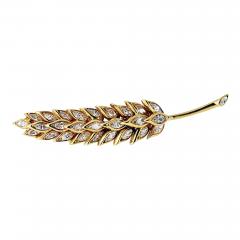  Verdura Verdura 18K Yellow Gold Petite Diamond Leaf Brooch - 3930751