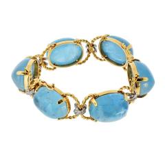  Verdura Verdura Pebble 18K Yellow Gold Aquamarine And Diamond Bracelet - 4593389