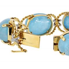 Verdura Verdura Pebble 18K Yellow Gold Aquamarine And Diamond Bracelet - 4593390