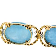  Verdura Verdura Pebble 18K Yellow Gold Aquamarine And Diamond Bracelet - 4593393