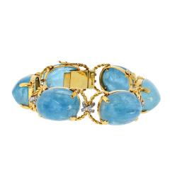  Verdura Verdura Pebble 18K Yellow Gold Aquamarine And Diamond Bracelet - 4595010