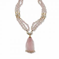  Verdura Verdura Rose Quartz and Cultured South Sea Pearl Raja Necklace - 3325129