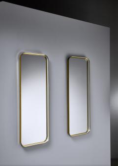  Vereinigte Werkst tten F r Kunst Im Handwerk Large Pair of Rectangular Brass and White Hallway Mirrors Germany 1950s - 1185569