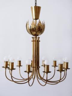  Vereinigte Werkst tten M nchen Rare 12 Armed Brass Chandeliers or Pendant Lamps by Vereinigte Werkst tten 1950s - 2672812