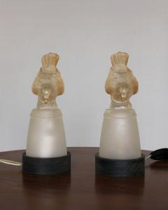  Verlys Glass Pair of Fine French Art Deco Bird Night Lights in Molded Glass by Verlys - 4222308
