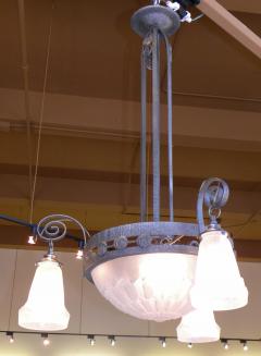  Verrerie d Art Degu Degu French Art Deco Iron Chandelier - 123350