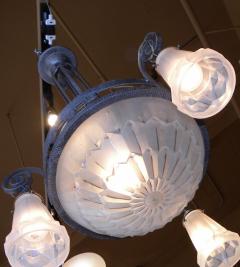  Verrerie d Art Degu Degu French Art Deco Iron Chandelier - 123351