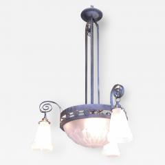  Verrerie d Art Degu Degu French Art Deco Iron Chandelier - 123886