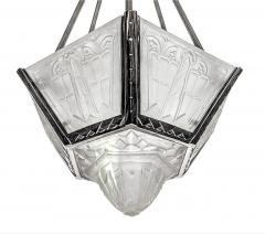 Verrerie des Hanots French Art Deco Geometric Chandelier Signed by Hanots - 3941857
