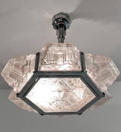 Verrerie des Hanots French Art Deco Pendant Chandelier by Hanot - 3941508