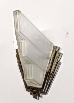  Verrerie des Hanots Pair of French Art Deco Geometric Wall Sconces Signed by Hanots - 3942065