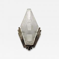  Verrerie des Hanots Pair of French Art Deco Geometric Wall Sconces Signed by Hanots - 4279018