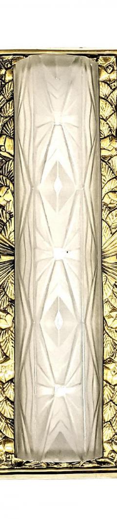 Verrerie des Hanots Pair of French Art Deco Geometric Wall Sconces Signed by Hanots - 3942378