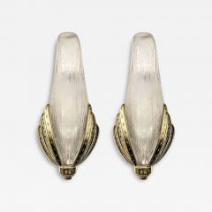  Verrerie des Hanots Pair of French Art Deco Wall Sconces signed by Hanots - 3959249