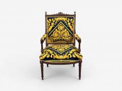 Versace Gianni Versace Fabric Louis XVI Style Armchairs Walnut France 20th c  - 4590532