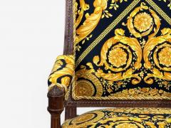  Versace Gianni Versace Fabric Louis XVI Style Armchairs Walnut France 20th c  - 4590534