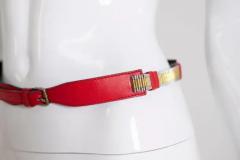  Versace Gianni Versace S r l Gianni Versace Red Leather Womens Belt with Metal Details - 3626206