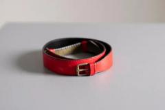  Versace Gianni Versace S r l Gianni Versace Red Leather Womens Belt with Metal Details - 3626207