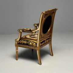  Versace Louis XVI French Arm Chair Versace Fabric Giltwood France 1960s - 3480875