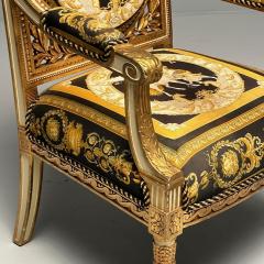  Versace Louis XVI French Arm Chair Versace Fabric Giltwood France 1960s - 3480876