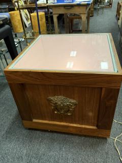  Versace MODERN ILLUMINATED PAIR OF WOOD GLASS AND GILT MEDUSA INTAGLIO TABLES - 4286977