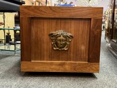  Versace MODERN ILLUMINATED PAIR OF WOOD GLASS AND GILT MEDUSA INTAGLIO TABLES - 4286983