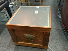  Versace MODERN ILLUMINATED PAIR OF WOOD GLASS AND GILT MEDUSA INTAGLIO TABLES - 4286984