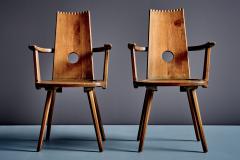  Vervoort Tilburg Pair of Brutalist Armchairs in solid Oak by Vervoort Tilburg - 4683484